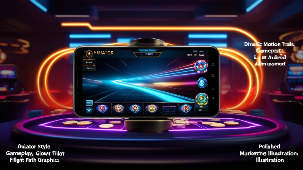 Pantalla móvil con acceso a Aviator en un entorno de casino oscuro