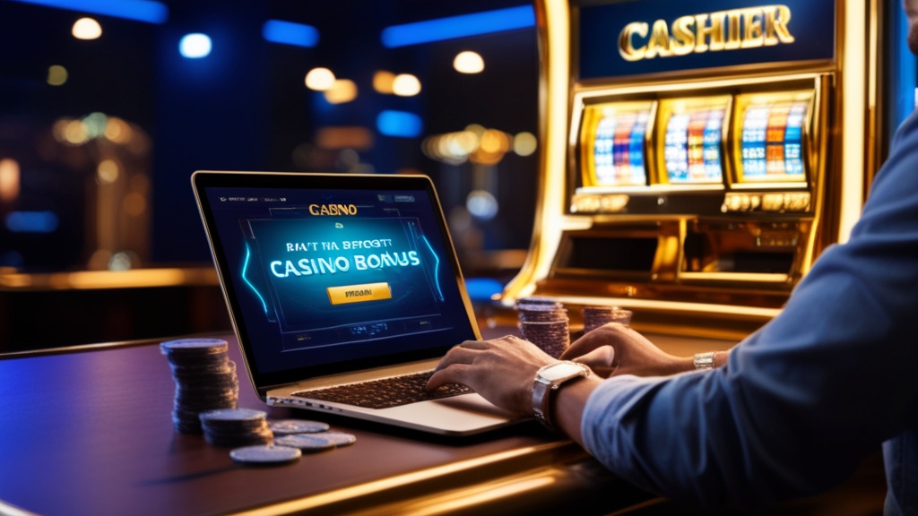 Persona gestionando un bono de casino durante un depósito en pantalla
